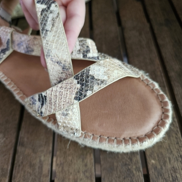 NWOT Madewell the Malia leather espadrille sandals jute soles snake embossed 11 - Picture 6 of 7